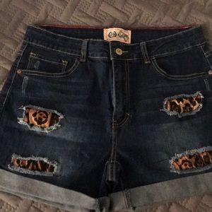 L & B boutique leopard peekaboo shorts